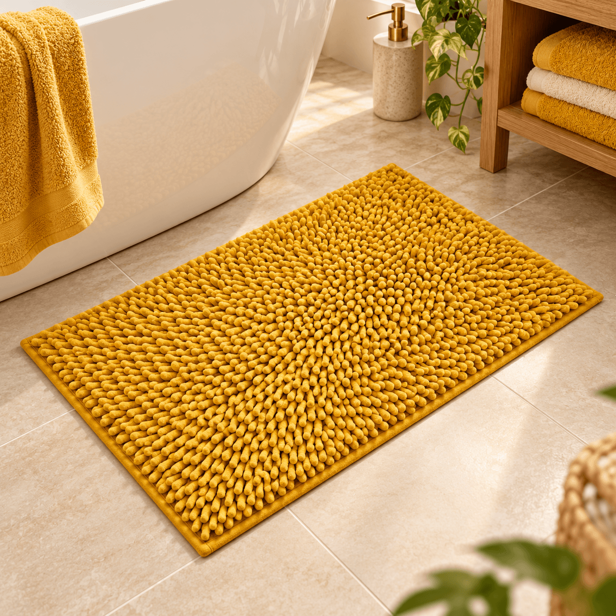 Alfombra Baño Shaggy Base Antideslizante 40 X 60 Cm Suave - Imagen 4