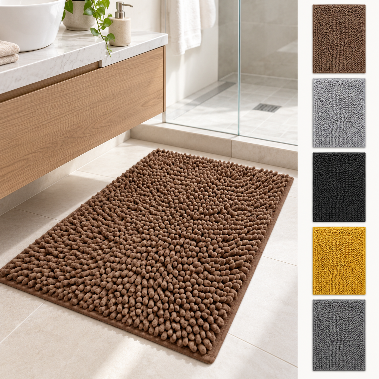 Alfombra Shaggy para Baño con Base Antideslizante | Confort y Seguridad